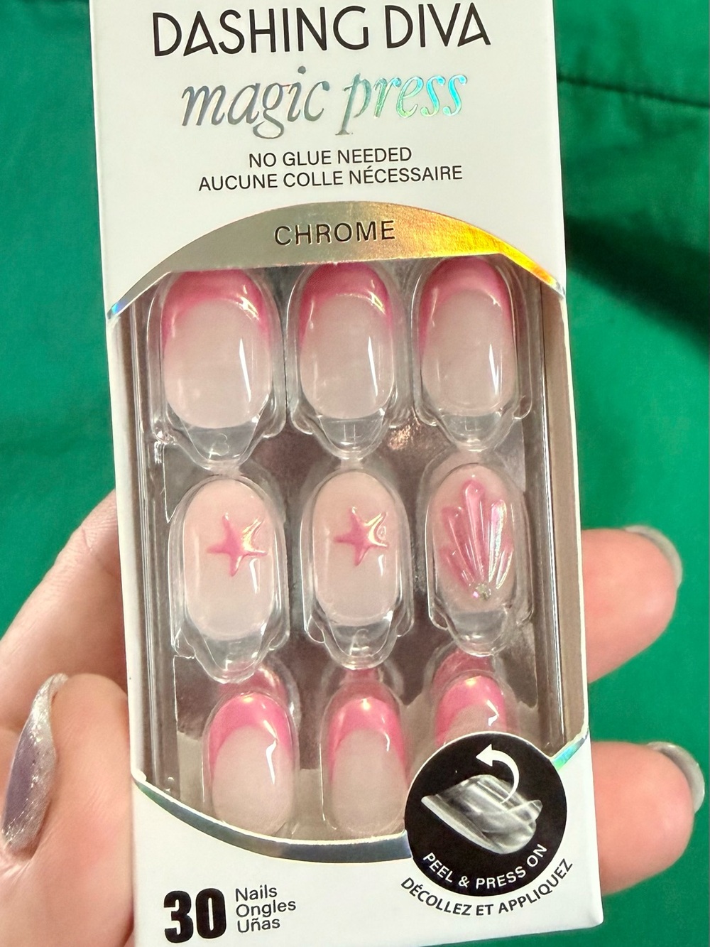 Dashing Diva Magic Press Chrome Pink French Press-On Nails